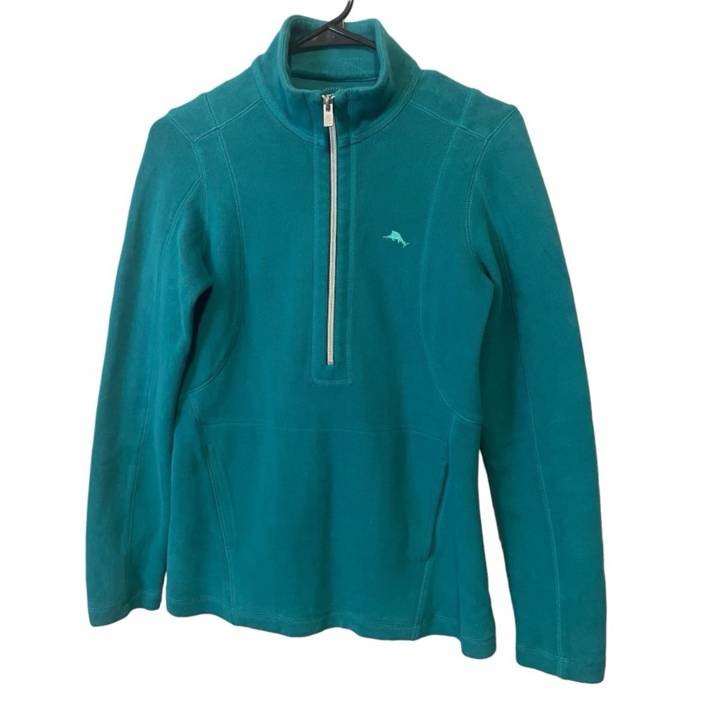 Tommy Bahama women’s Aruba Teal Green Half Zip Sweater Pullover sweatshirt XS